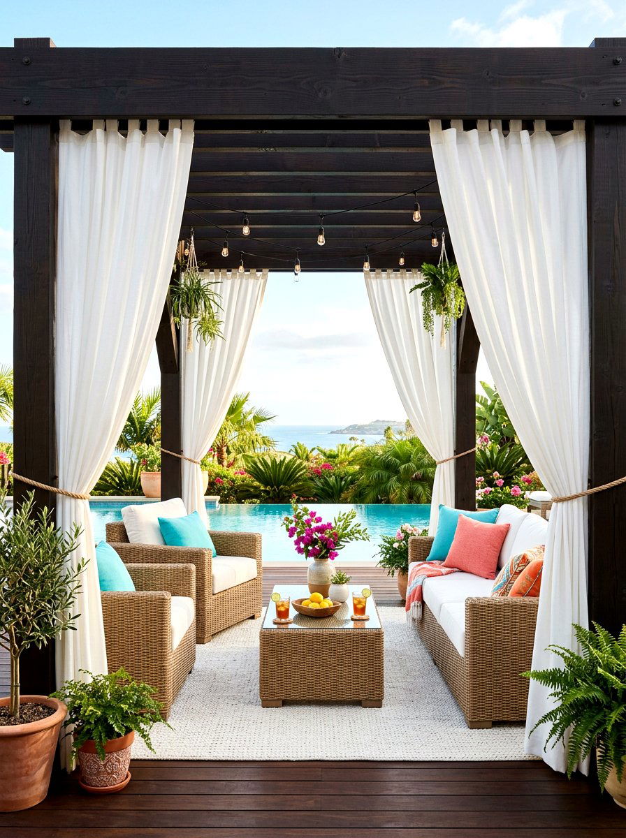 Outdoor Curtains For Deck - 30 deck privacy wall ideas