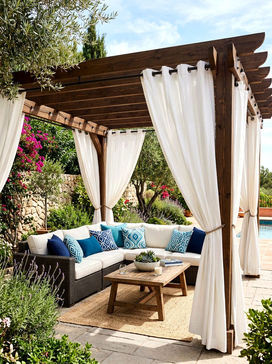 Outdoor Curtains - 30 backyard privacy ideas