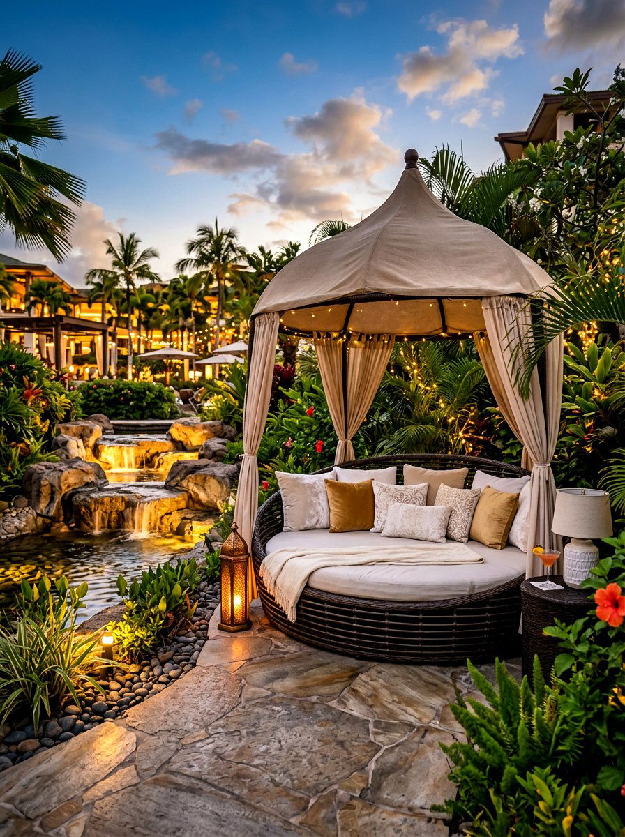 Outdoor Daybed Area - 30 evening backyard lounge ideas