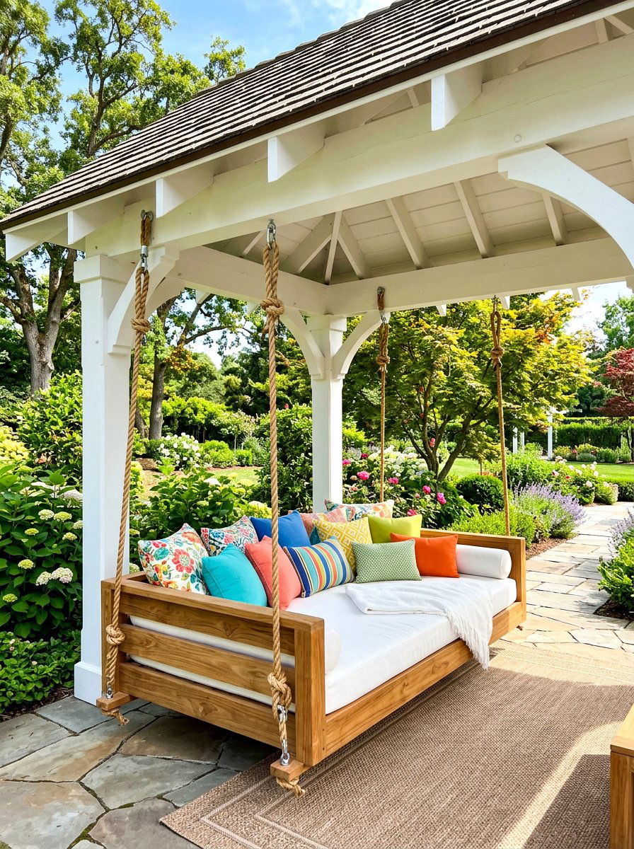 Outdoor Daybed Swing - 30 pavilion seating arrangement ideas