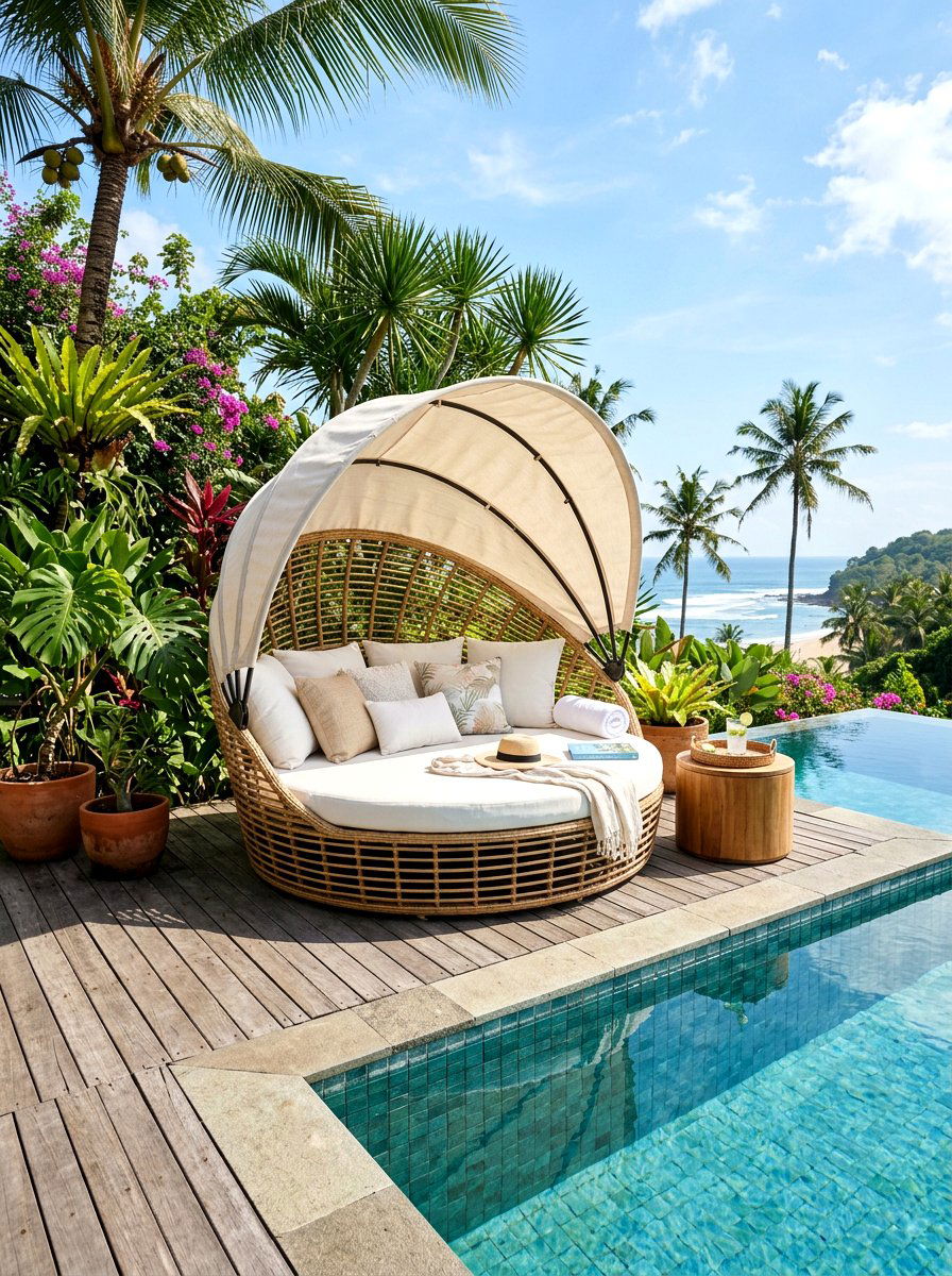 Outdoor Daybed With Canopy - 30 pool lounge patio ideas