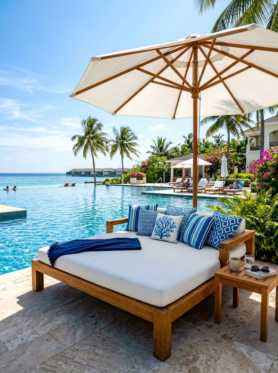 Outdoor Daybed With Coastal Pillows - 30 coastal backyard ideas