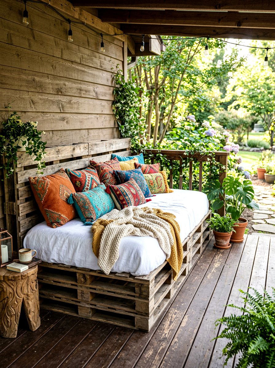 Outdoor Daybed With Pallets - 30 budget outdoor furniture ideas