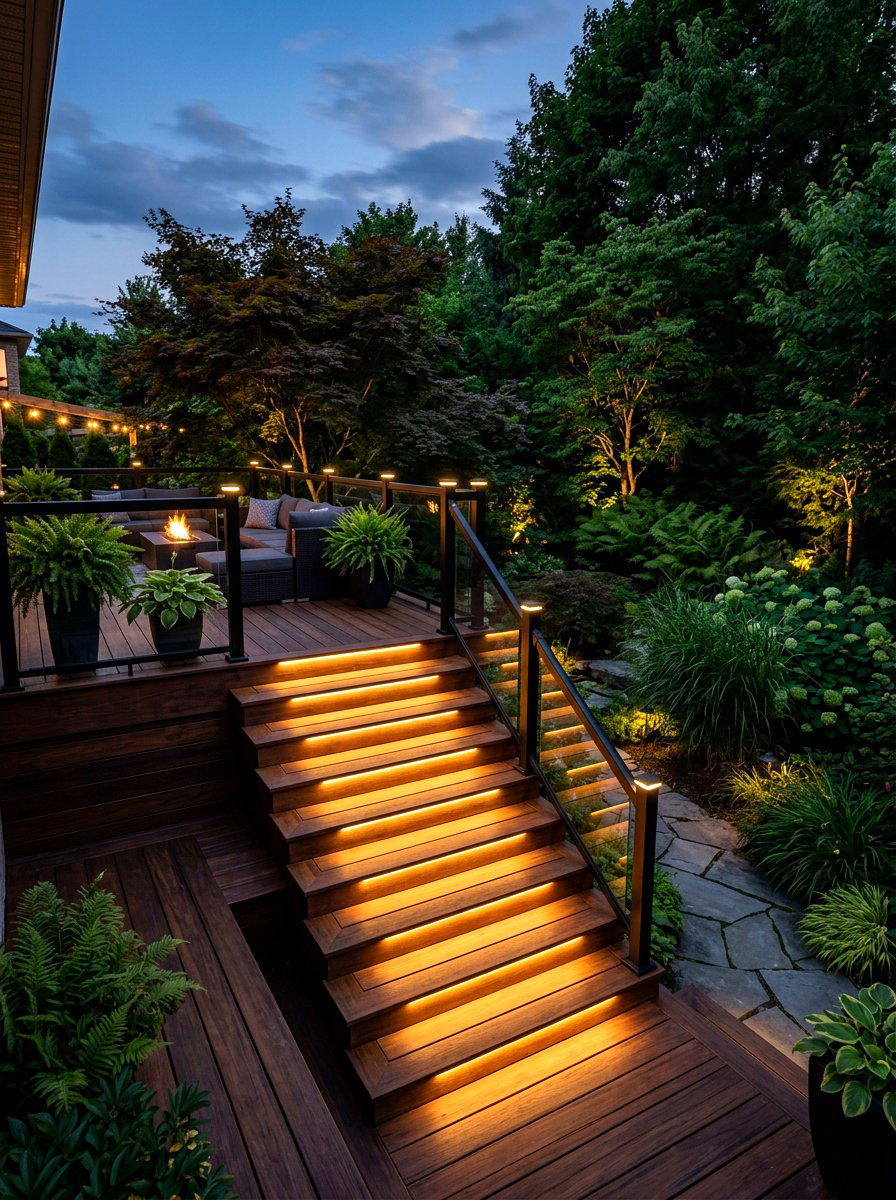 Outdoor Deck Stair Lighting - 30 stair tread lighting ideas