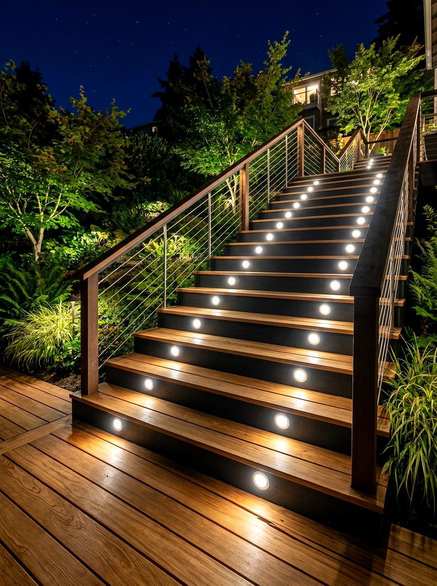 Outdoor Deck Stair Riser Light - 30 stair lighting ideas