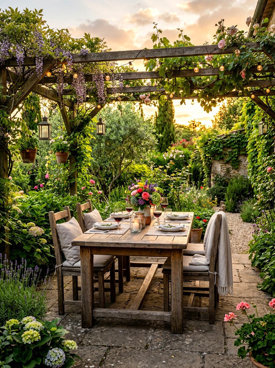 Outdoor Dining Area - 30 cottage landscaping ideas