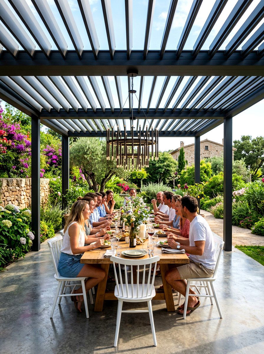 Outdoor Dining Louvered Space - 30 louvered pergola patio ideas