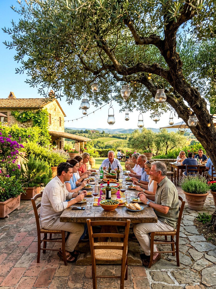 Outdoor Dining Olive Tree Area - 30 olive tree patio ideas
