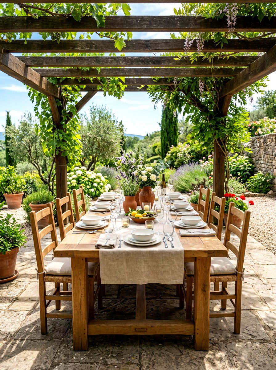 Outdoor Dining Set - 30 Tuscan courtyard ideas