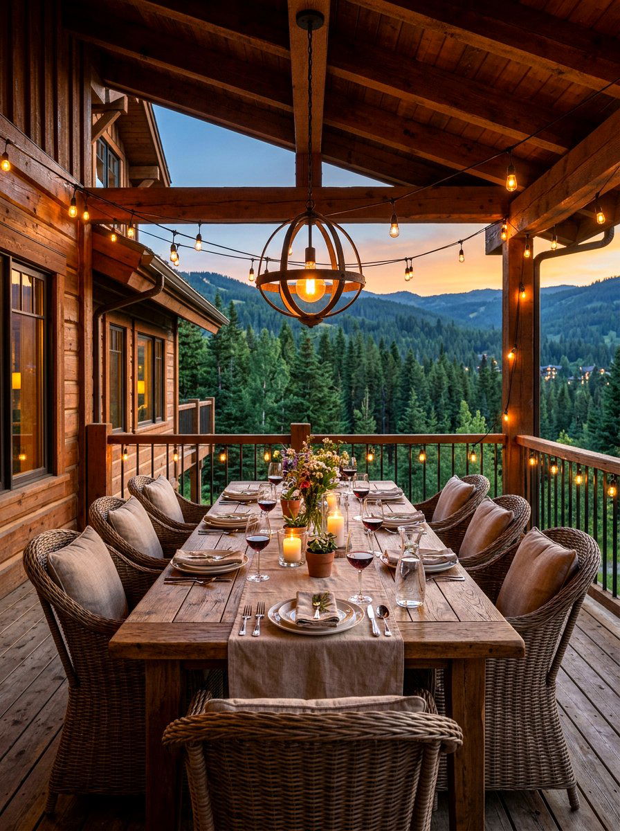 Outdoor Dining Space - 30 chalet porch ideas