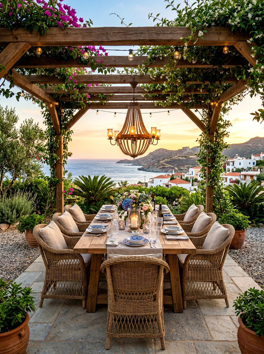 Outdoor Dining Under Pergola - 30 breezy coastal patio ideas