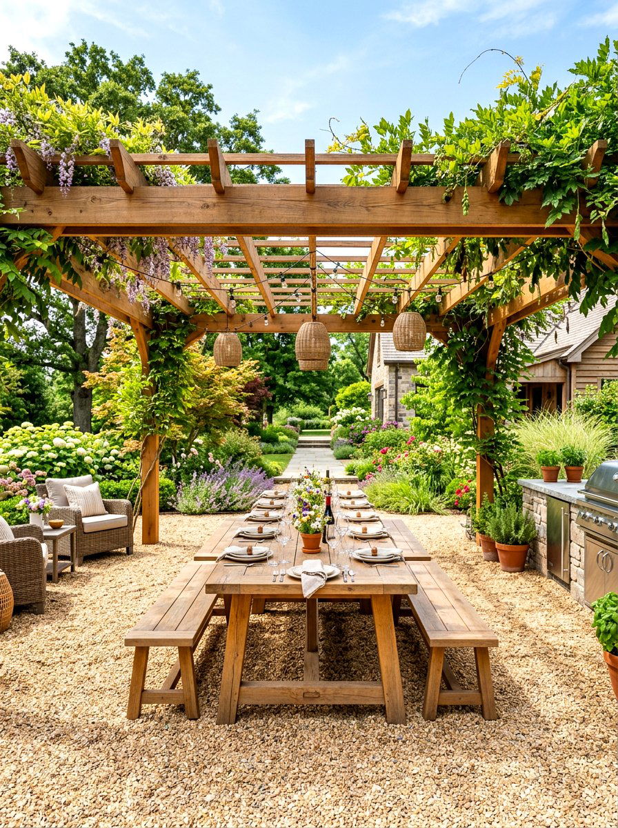 Outdoor Dining Zone - 30 pea gravel patio ideas