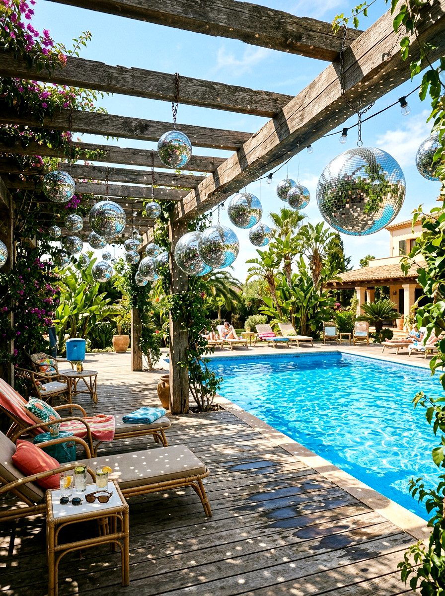 Outdoor Disco Ball - 30 pool party decor ideas