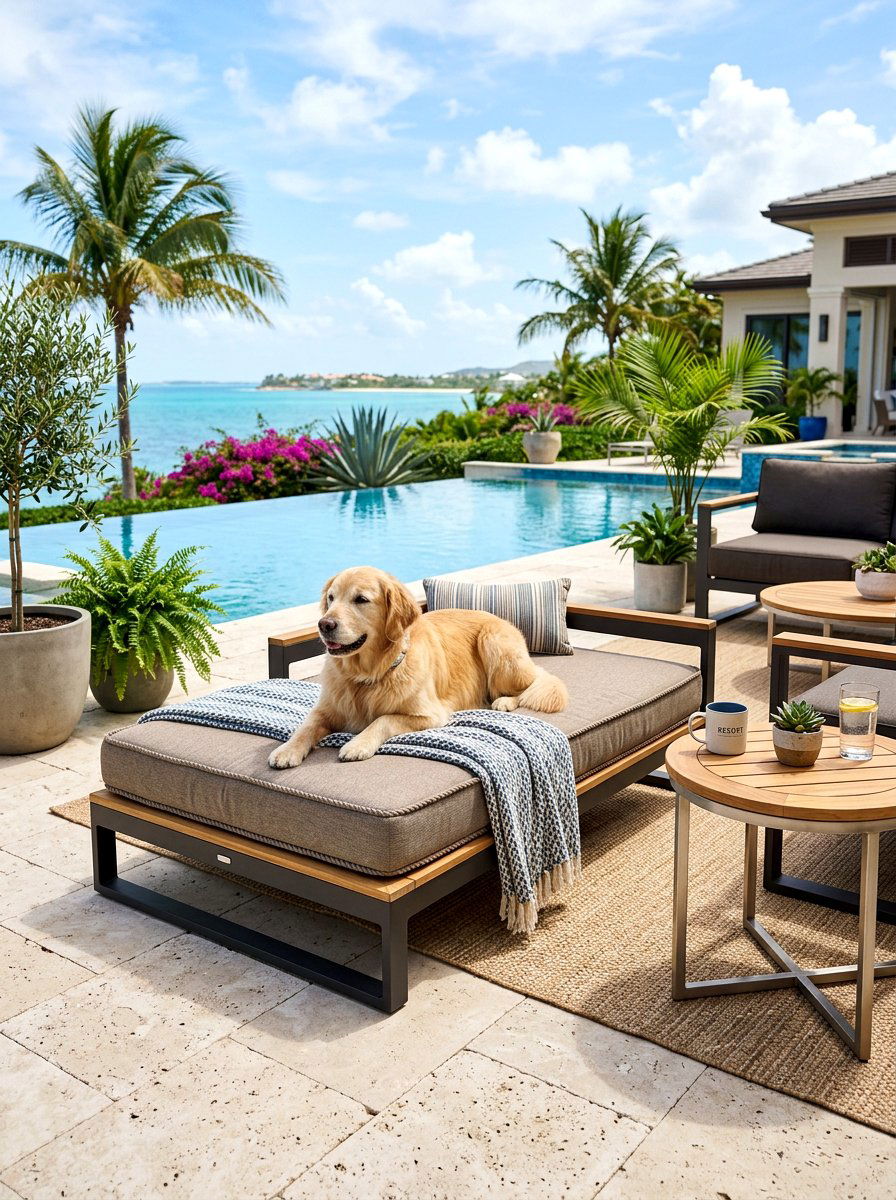 Outdoor Dog Daybed - 30 dog friendly patio ideas aesthetic