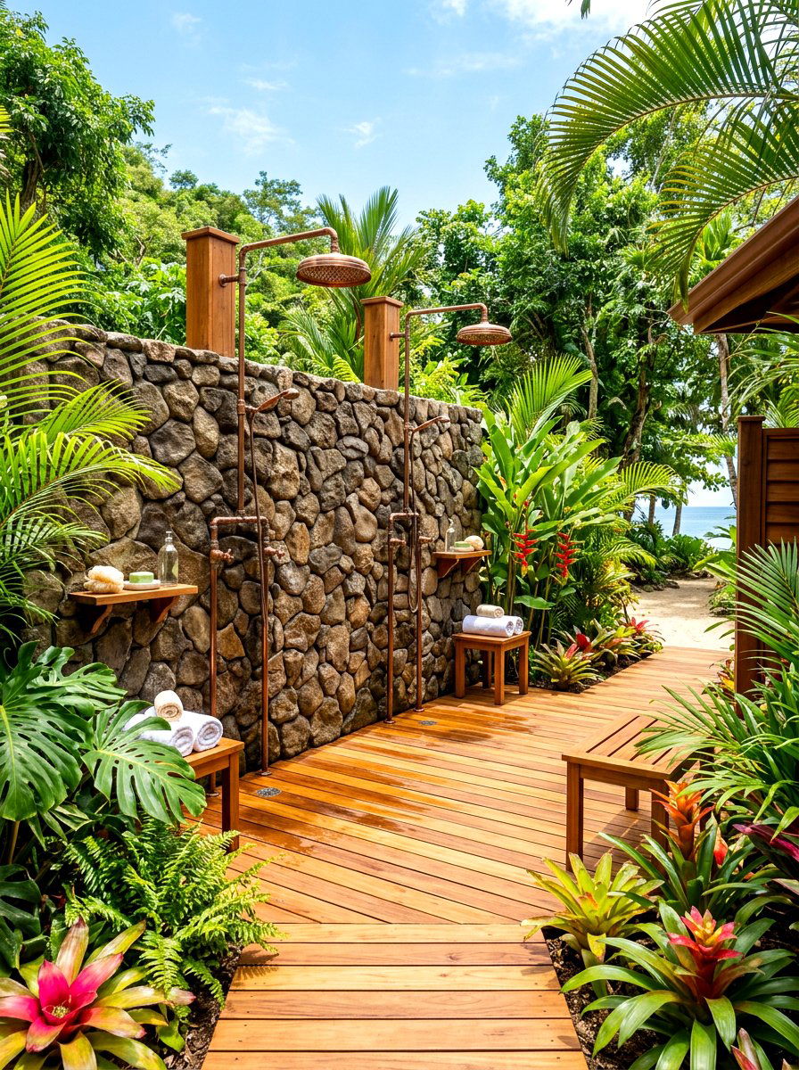 Outdoor Double Shower - 30 double shower wall ideas