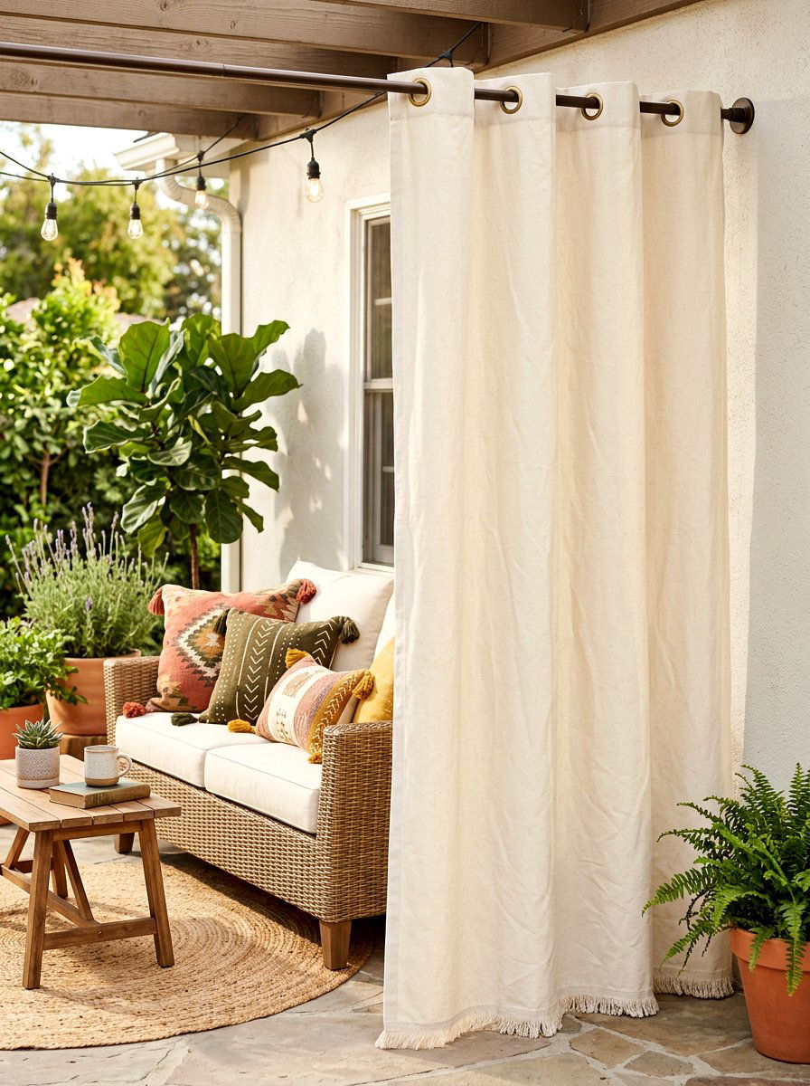 Outdoor Fabric AC Curtain - 30 AC screen privacy ideas