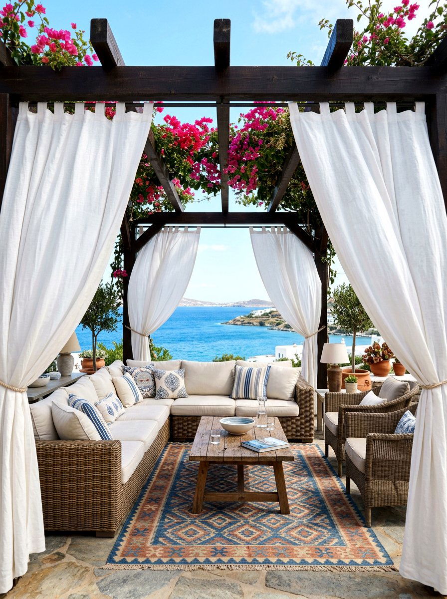 Outdoor Fabric Curtain - 30 outdoor room divider ideas