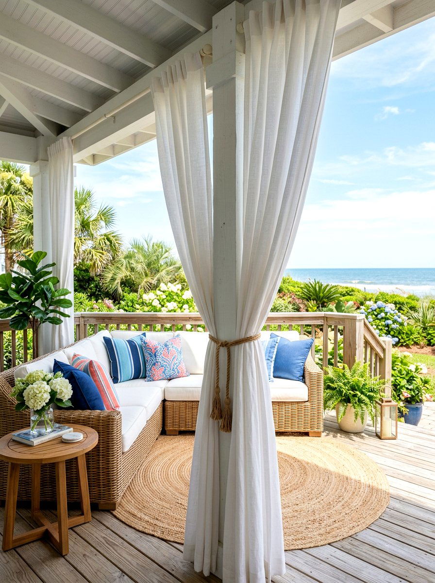 Outdoor Fabric Curtains - 30 porch privacy screen ideas