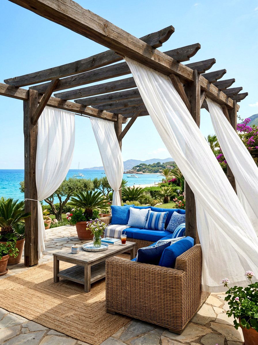Outdoor Fabric Curtains - 30 backyard divider ideas