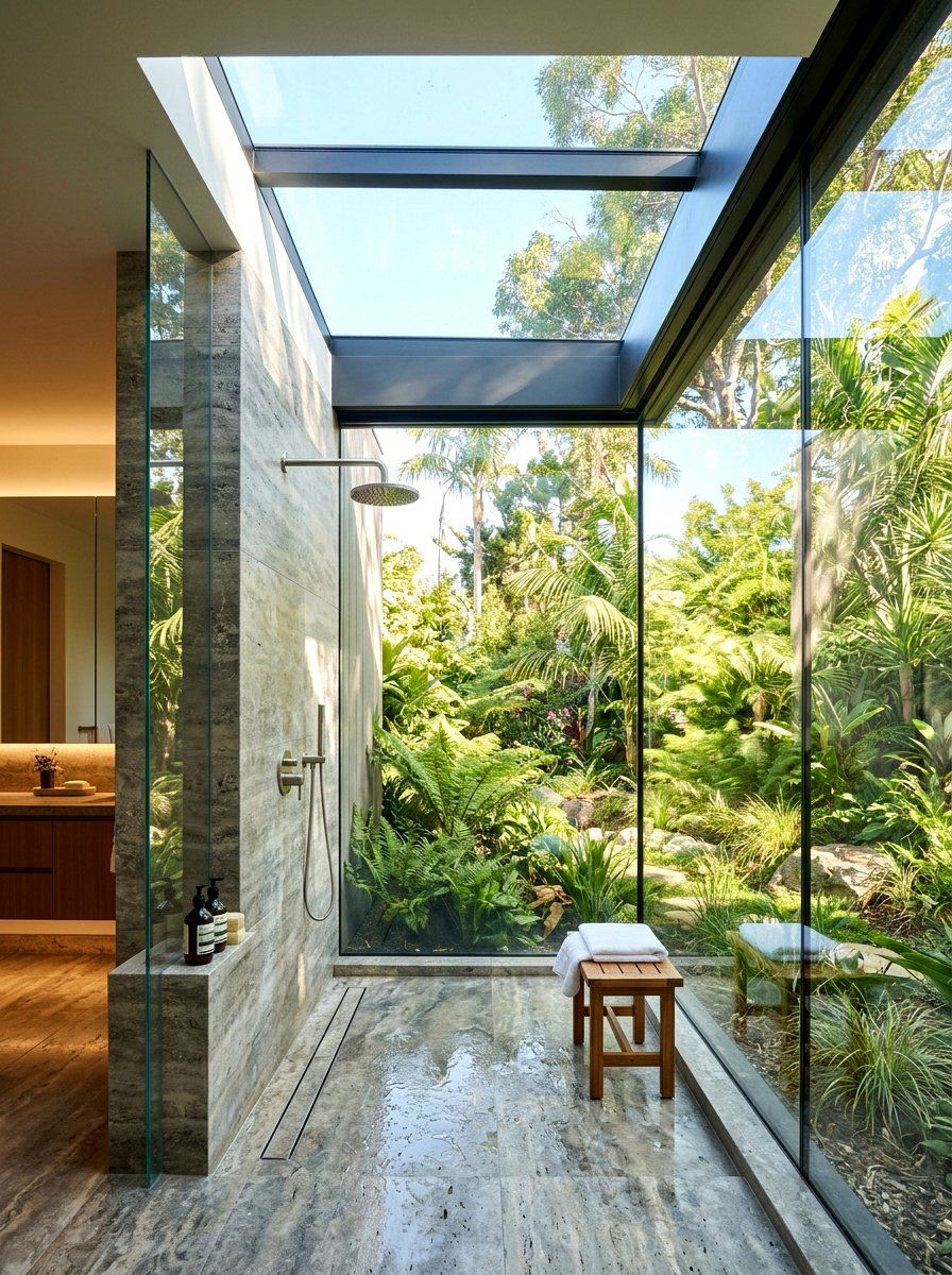 Outdoor Feel Indoor Shower - 30 shower skylight ideas