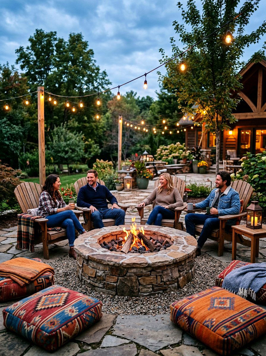 Outdoor Fire Pit - 30 bohemian patio decor ideas