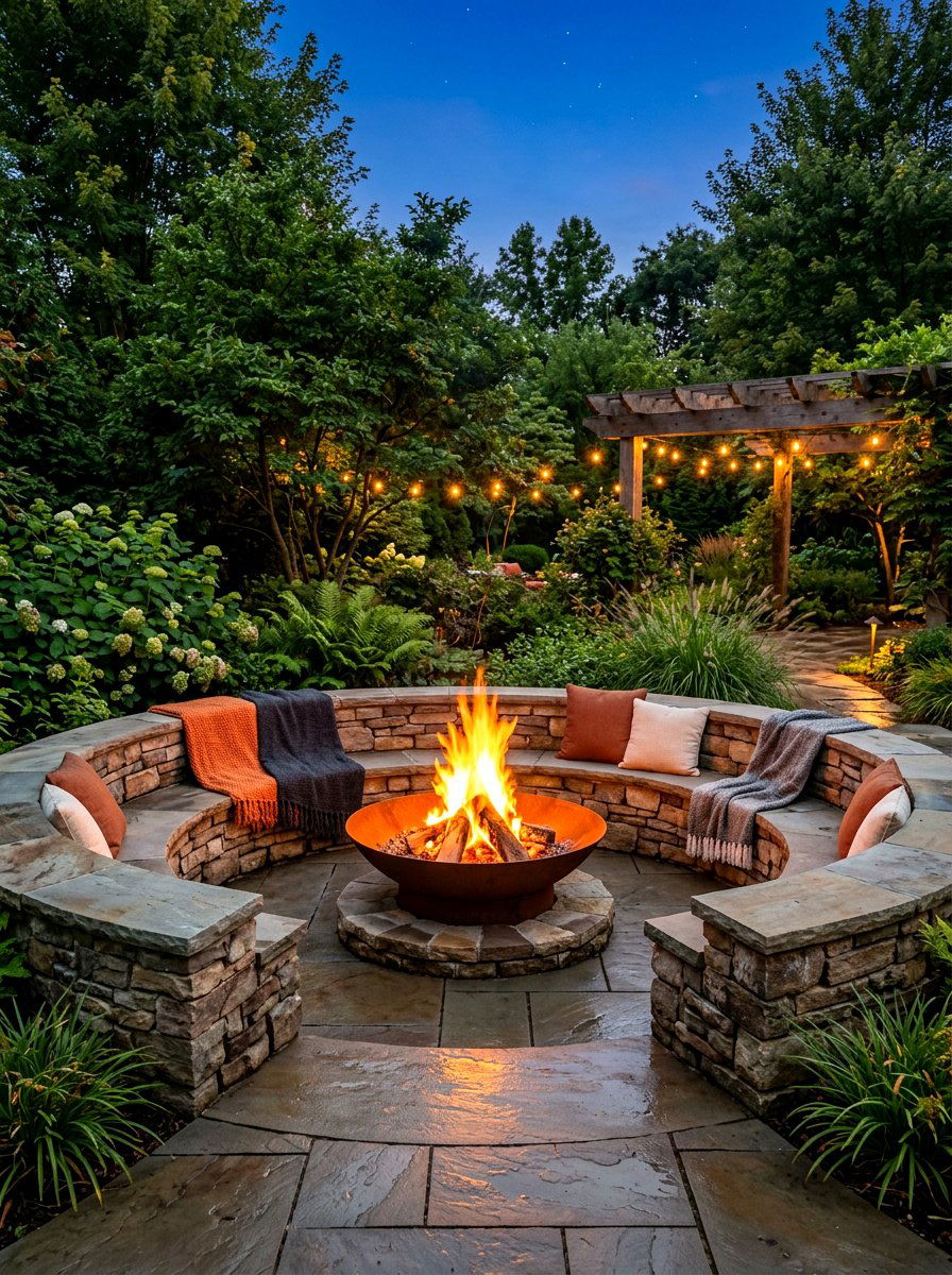 Outdoor Fire Pit - 30 backyard spa retreat ideas