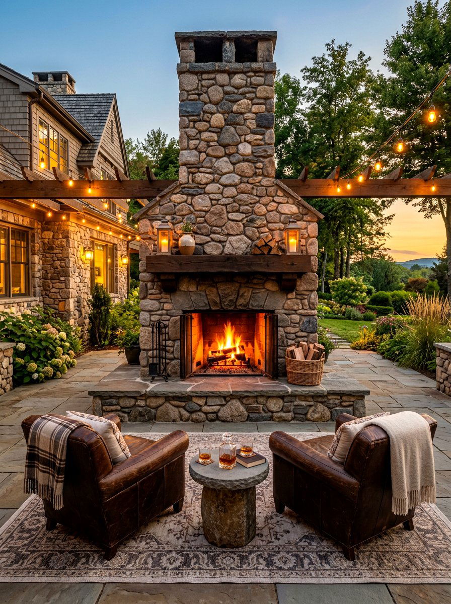 Outdoor Fireplace - 30 entertainer backyard ideas
