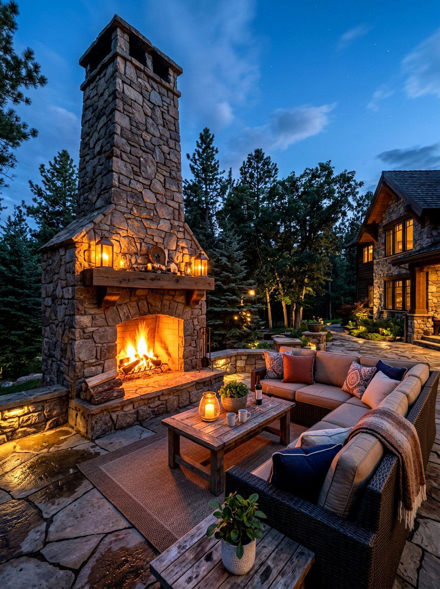 Outdoor Fireplace - 30 family cookout backyard ideas