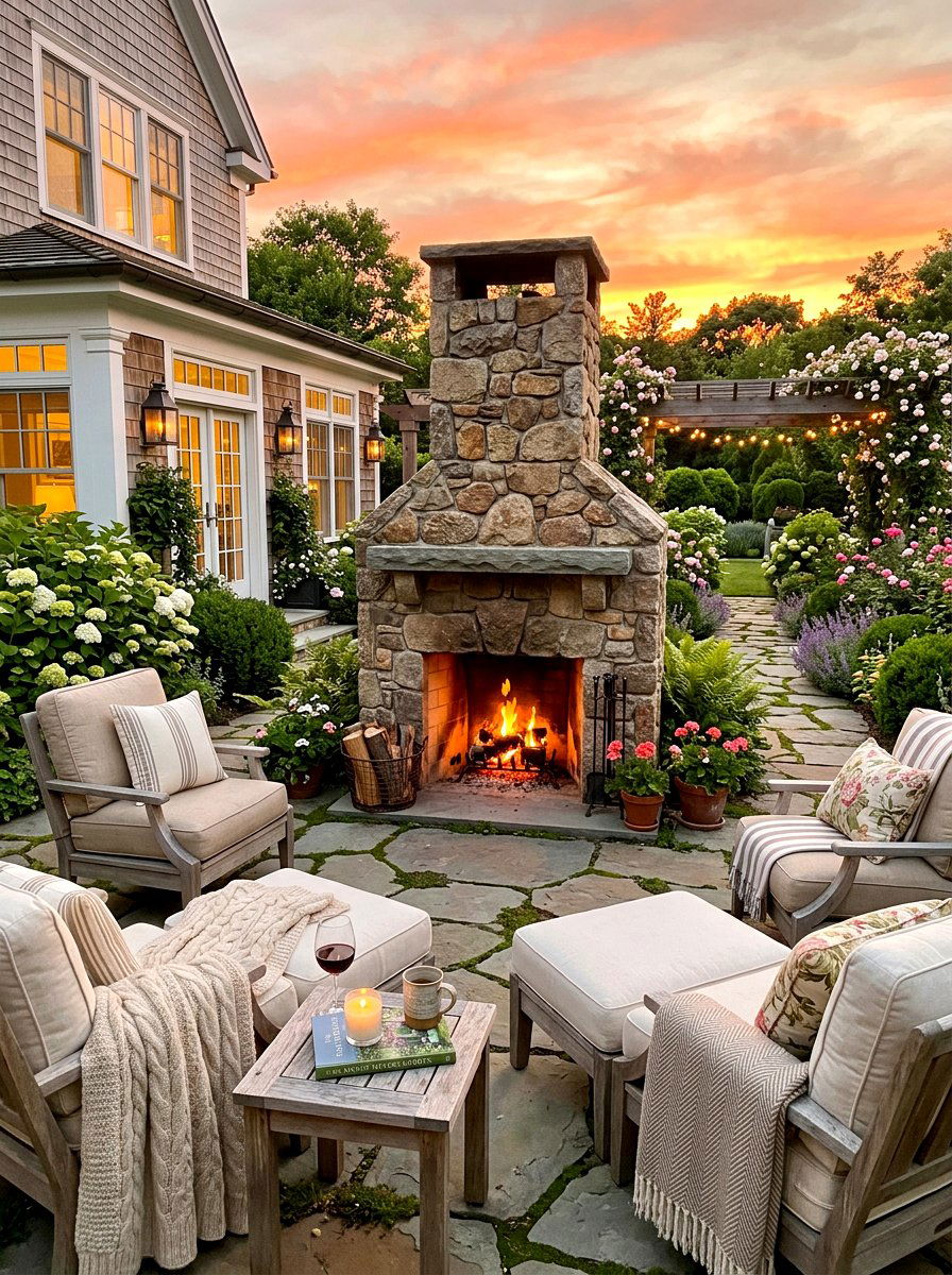 Outdoor Fireplace - 30 Nancy Meyers garden ideas