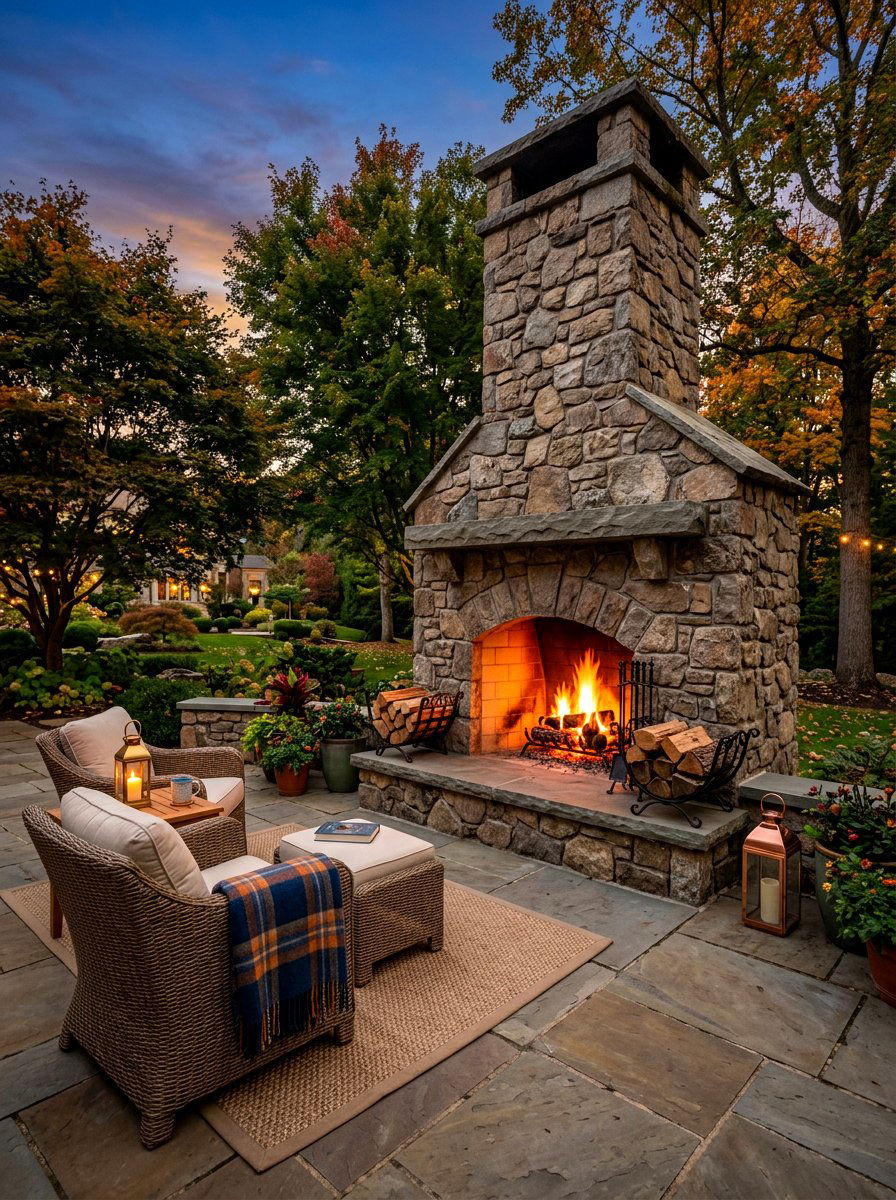 Outdoor Fireplace - 30 resort style backyard ideas