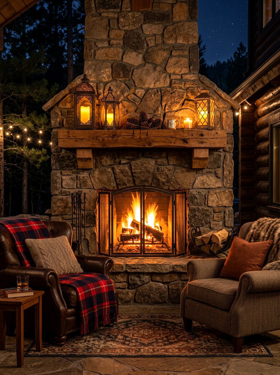 Outdoor Fireplace Lantern Decor - 30 candle lantern patio ideas