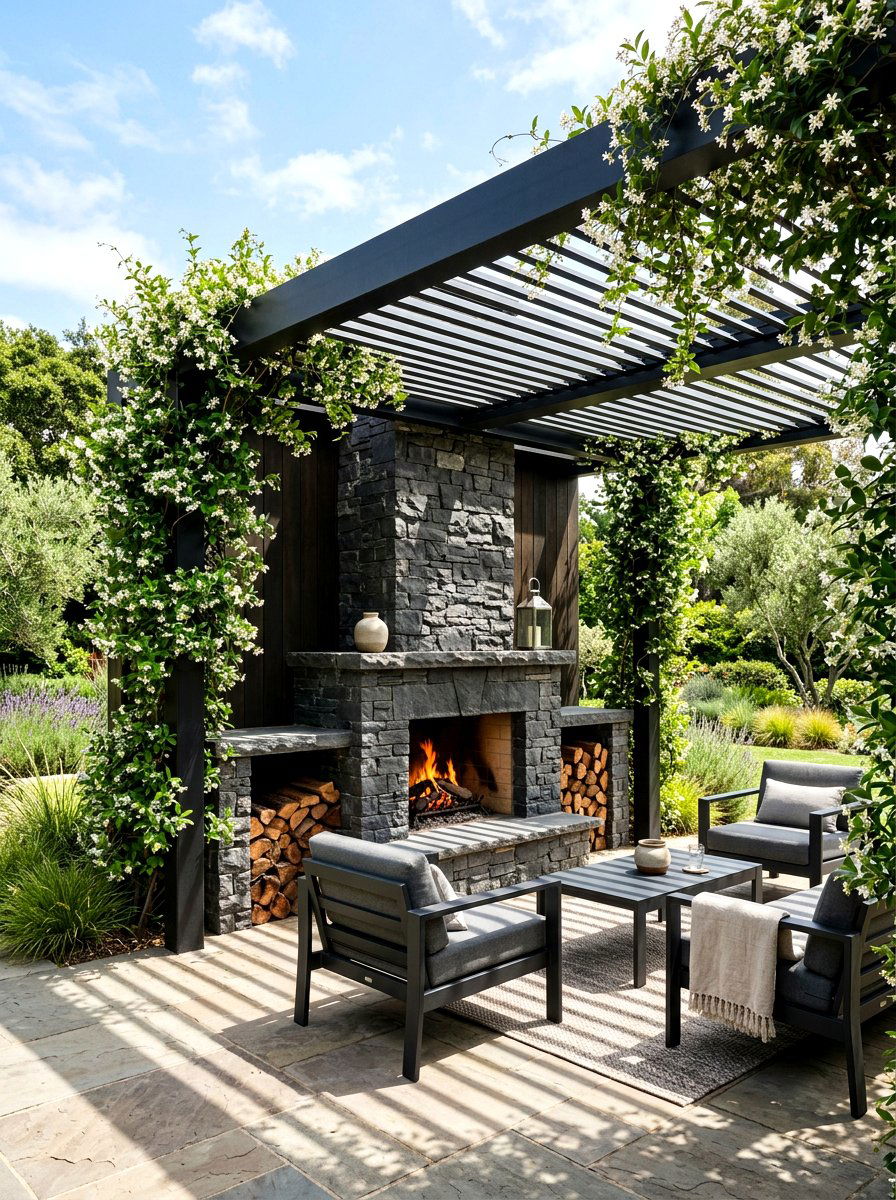 Outdoor Fireplace Under Pergola - 30 modern outdoor fireplace ideas