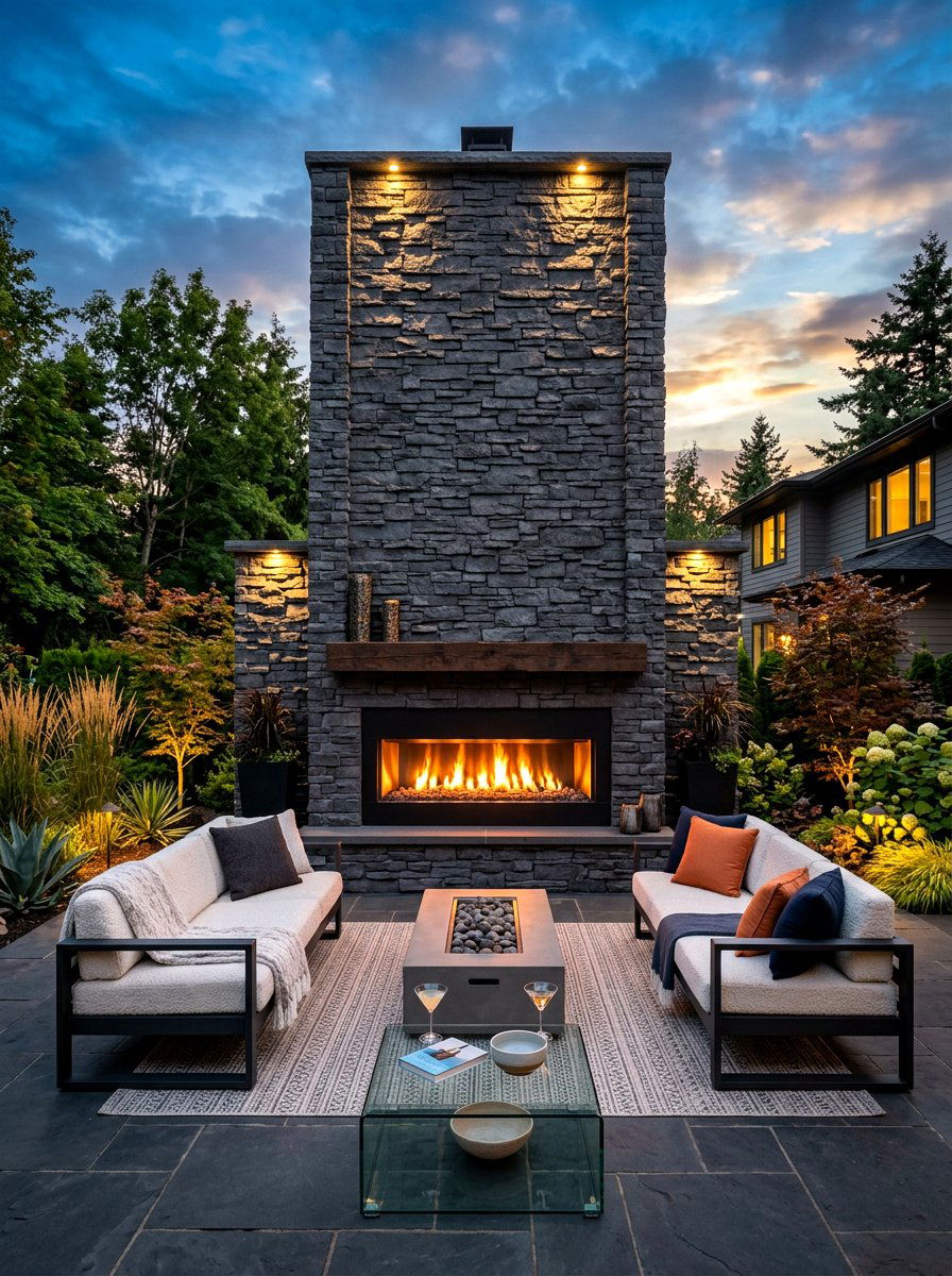 Outdoor Fireplace Wall - 30 modern landscaping ideas