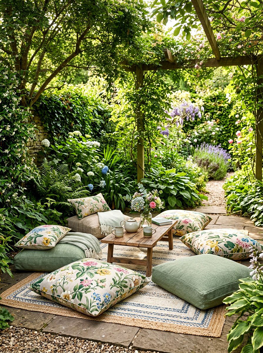 Outdoor Floor Cushion - 30 picnic party decor ideas