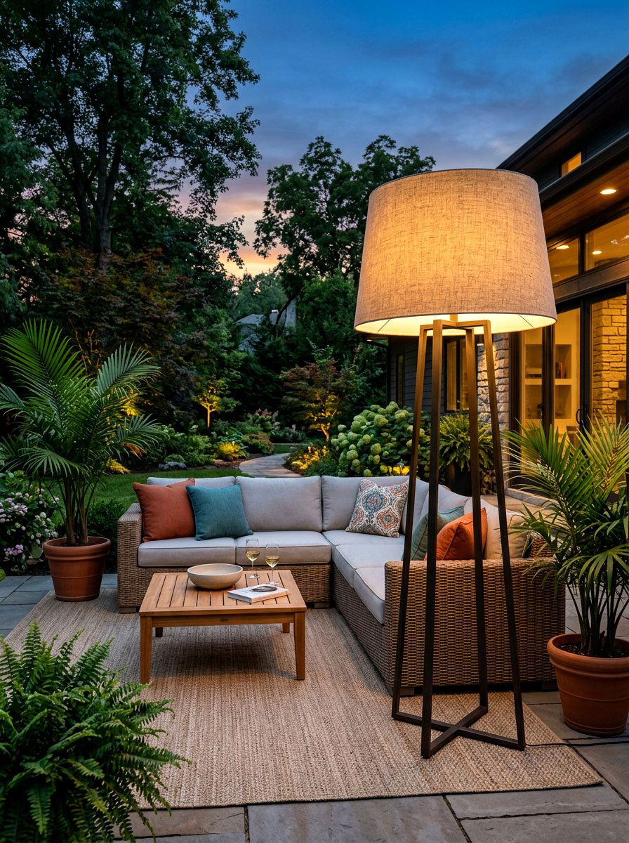 Outdoor Floor Lamp - 30 lamp lit patio ideas