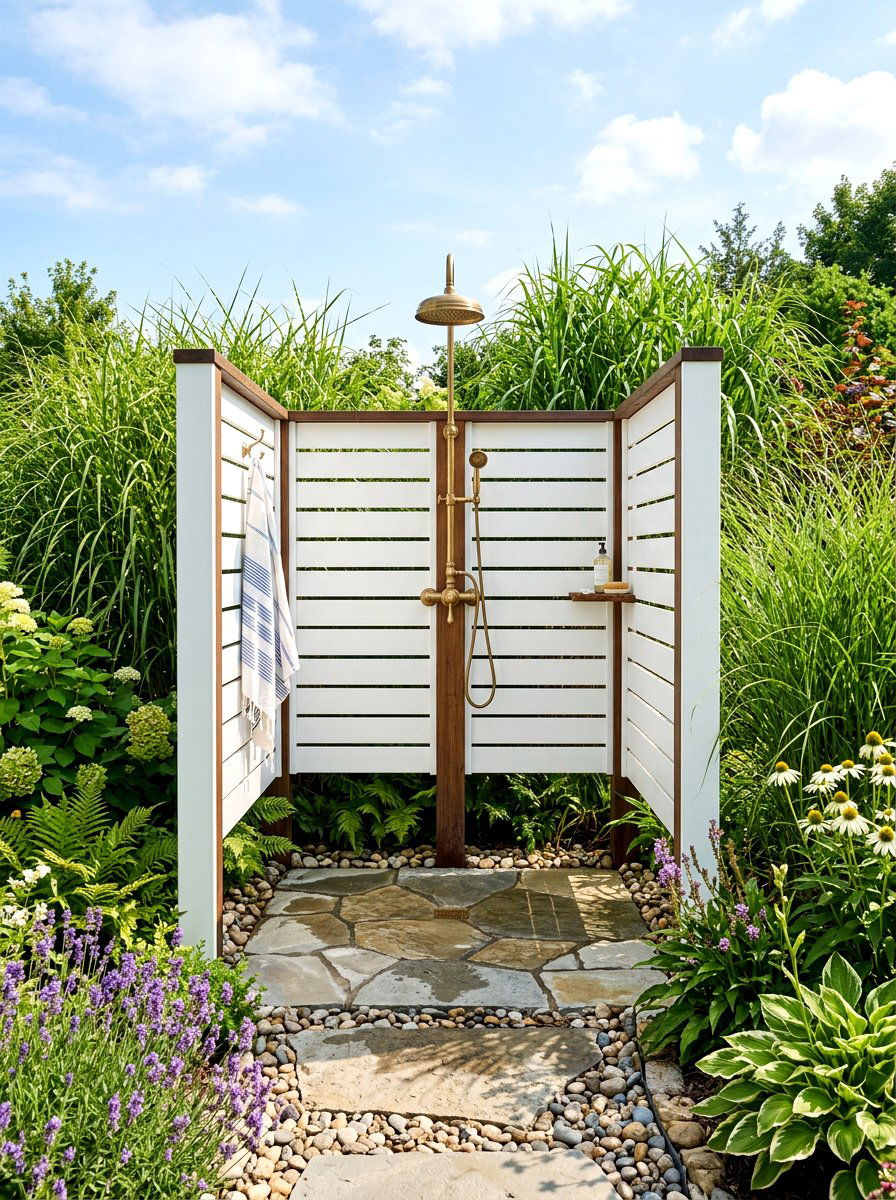 Outdoor Garden Shower - 30 Hamptons backyard ideas