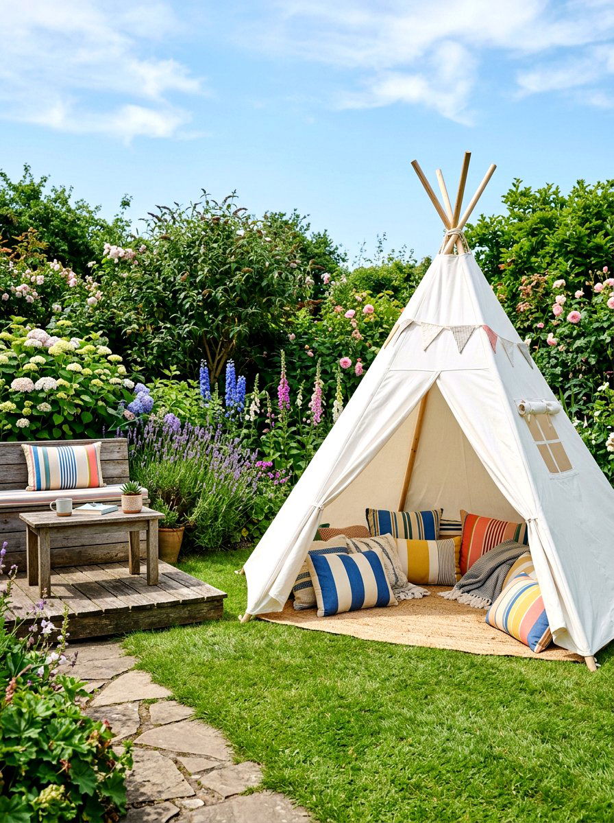 Outdoor Garden Teepee - 30 kids reading den ideas