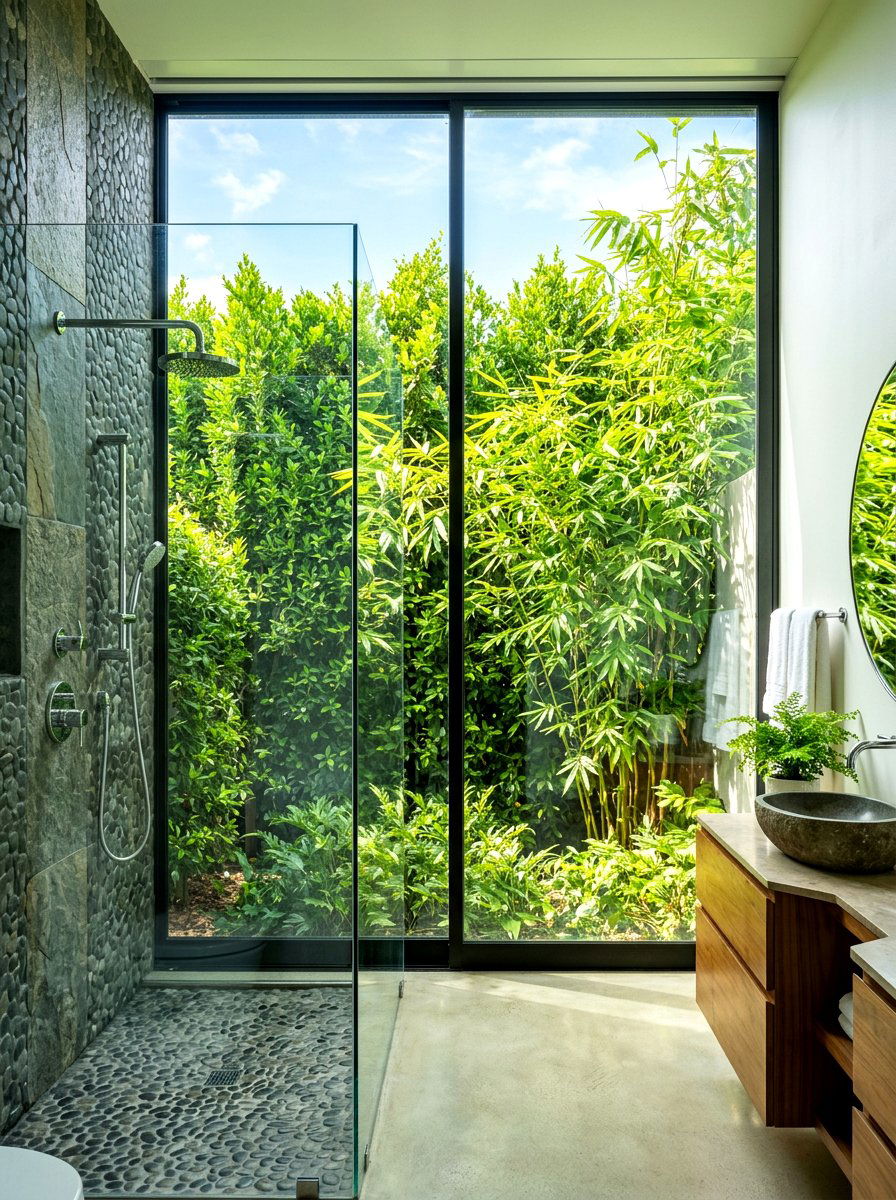 Outdoor Garden Wall - 30 shower window privacy ideas
