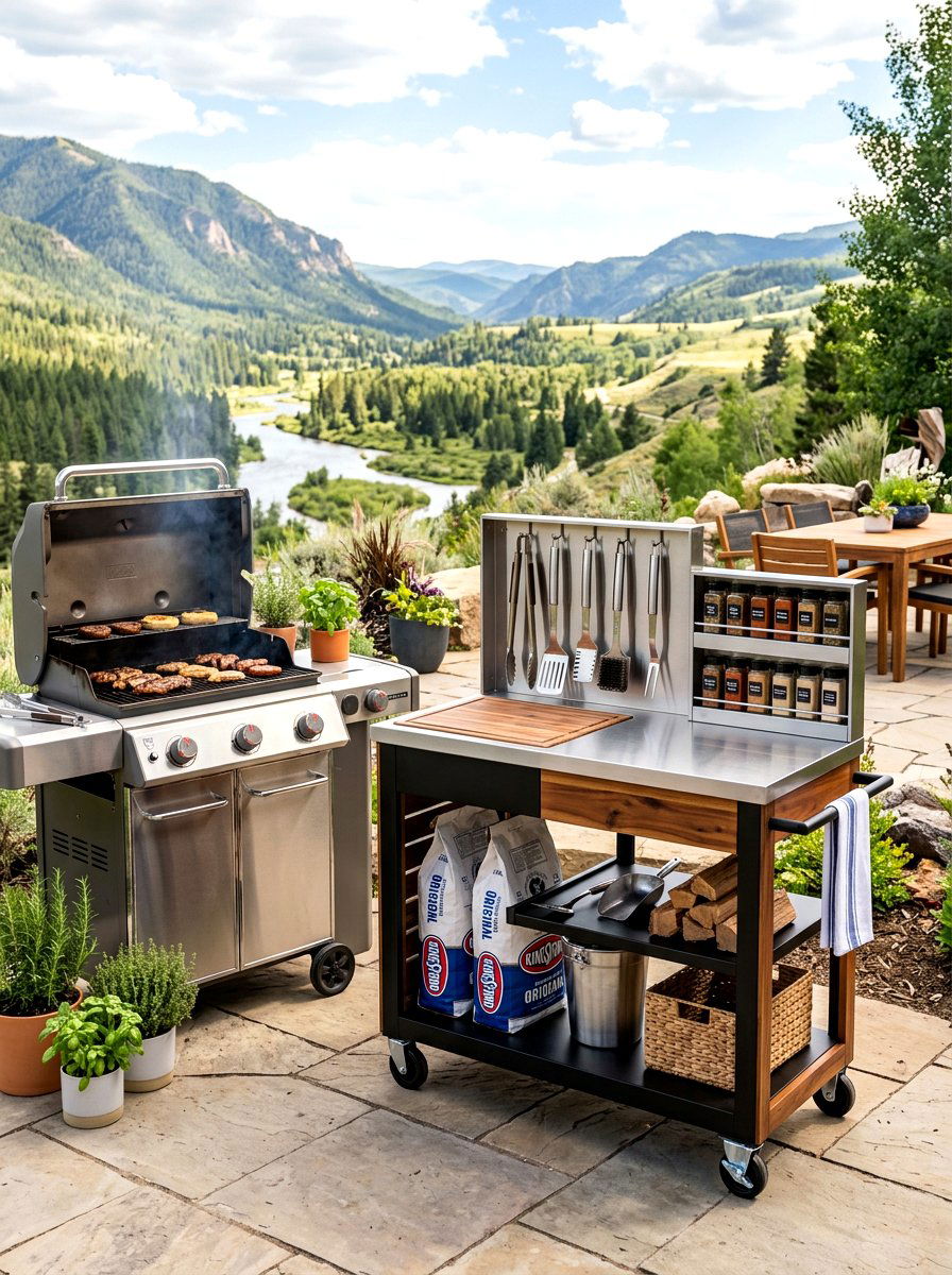 Outdoor Grill Cart - 30 serving cart patio ideas