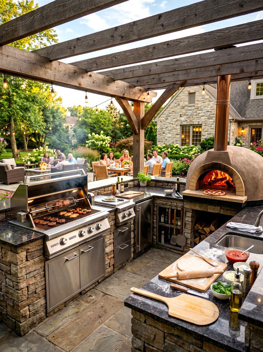 Outdoor Grill With Pizza Oven - 30 grill island ideas