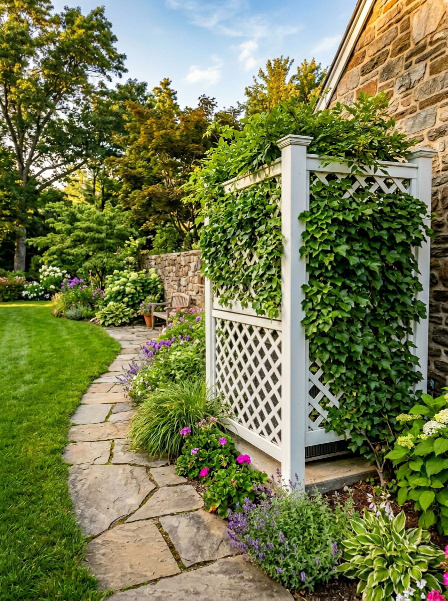 Outdoor HVAC Lattice Screen - 30 utility area screen ideas