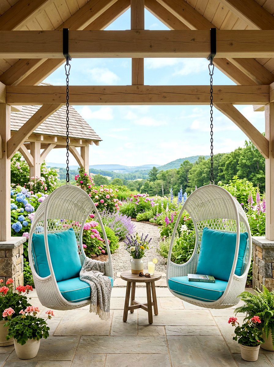 Outdoor Hanging Egg Chair - 30 pavilion seating arrangement ideas