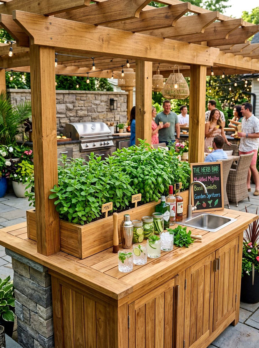 Outdoor Herb Bar - 30 herb rich backyard ideas
