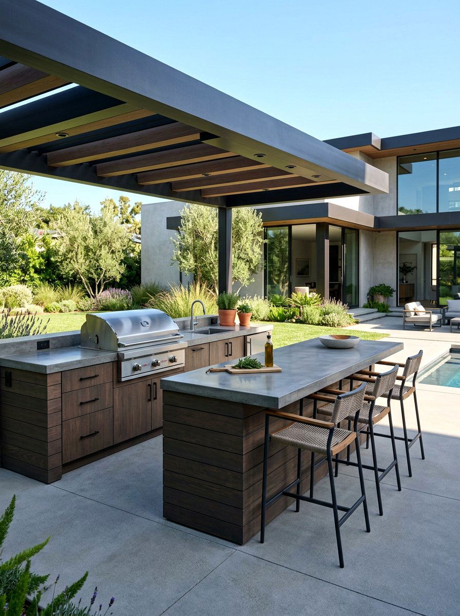 Outdoor Kitchen Area - 30 warm minimalist backyard ideas