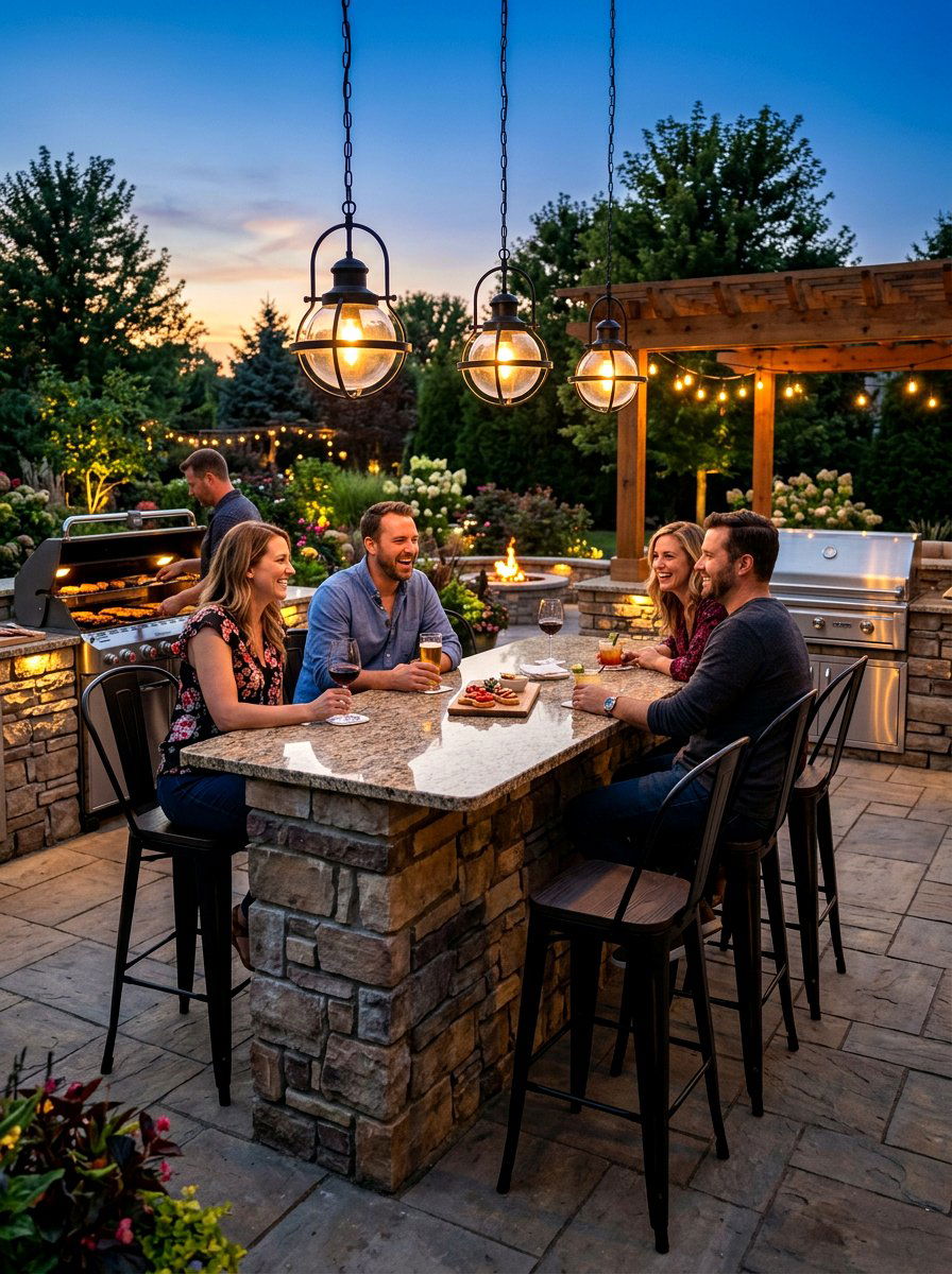 Outdoor Kitchen Bar Seating - 30 backyard lounge zone ideas