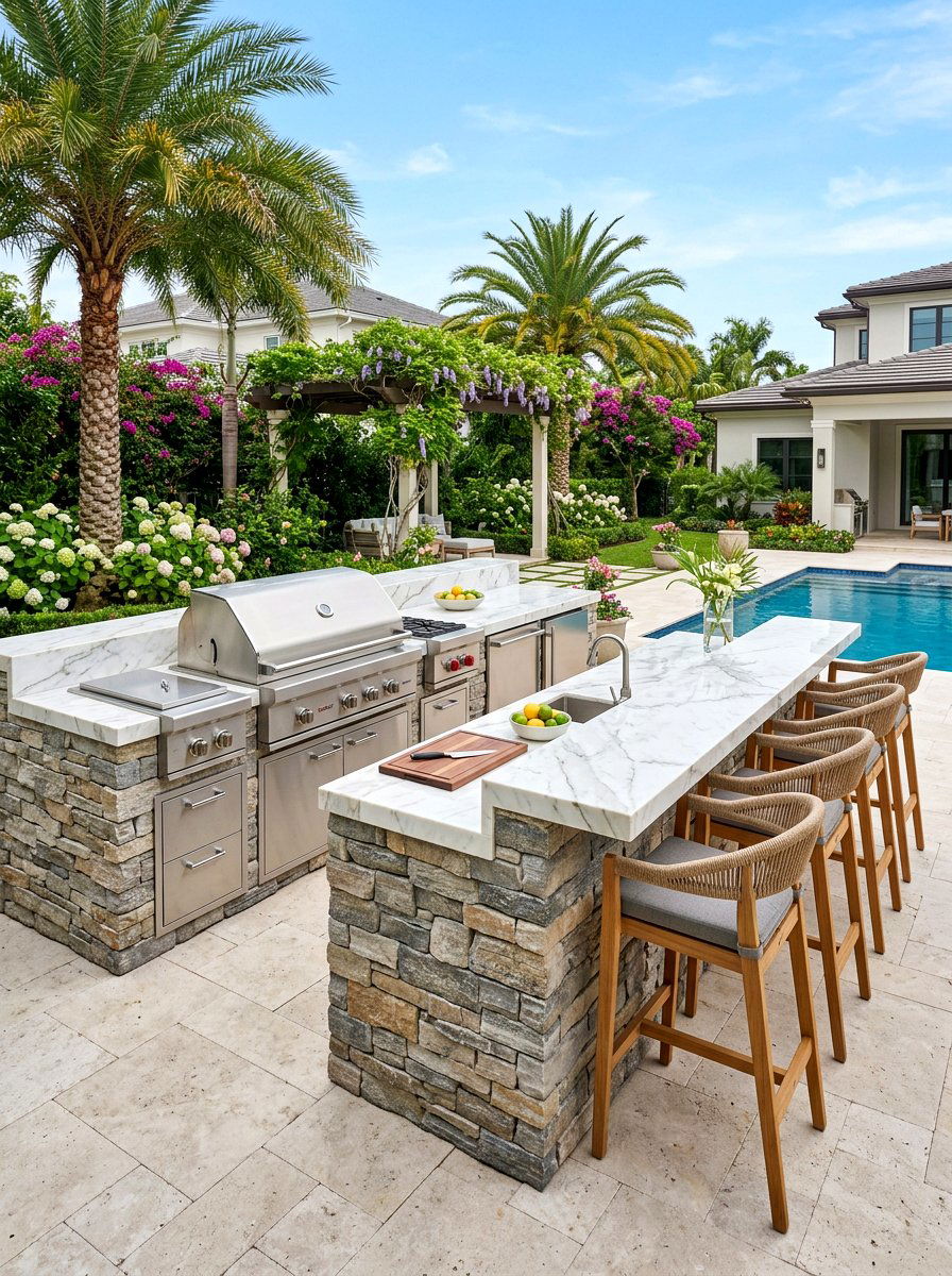 Outdoor Kitchen Bench - 30 built in bench backyard ideas