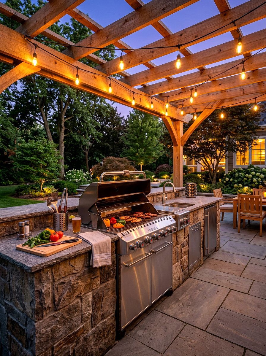 Outdoor Kitchen Bistro Lights - 30 bistro lights patio ideas