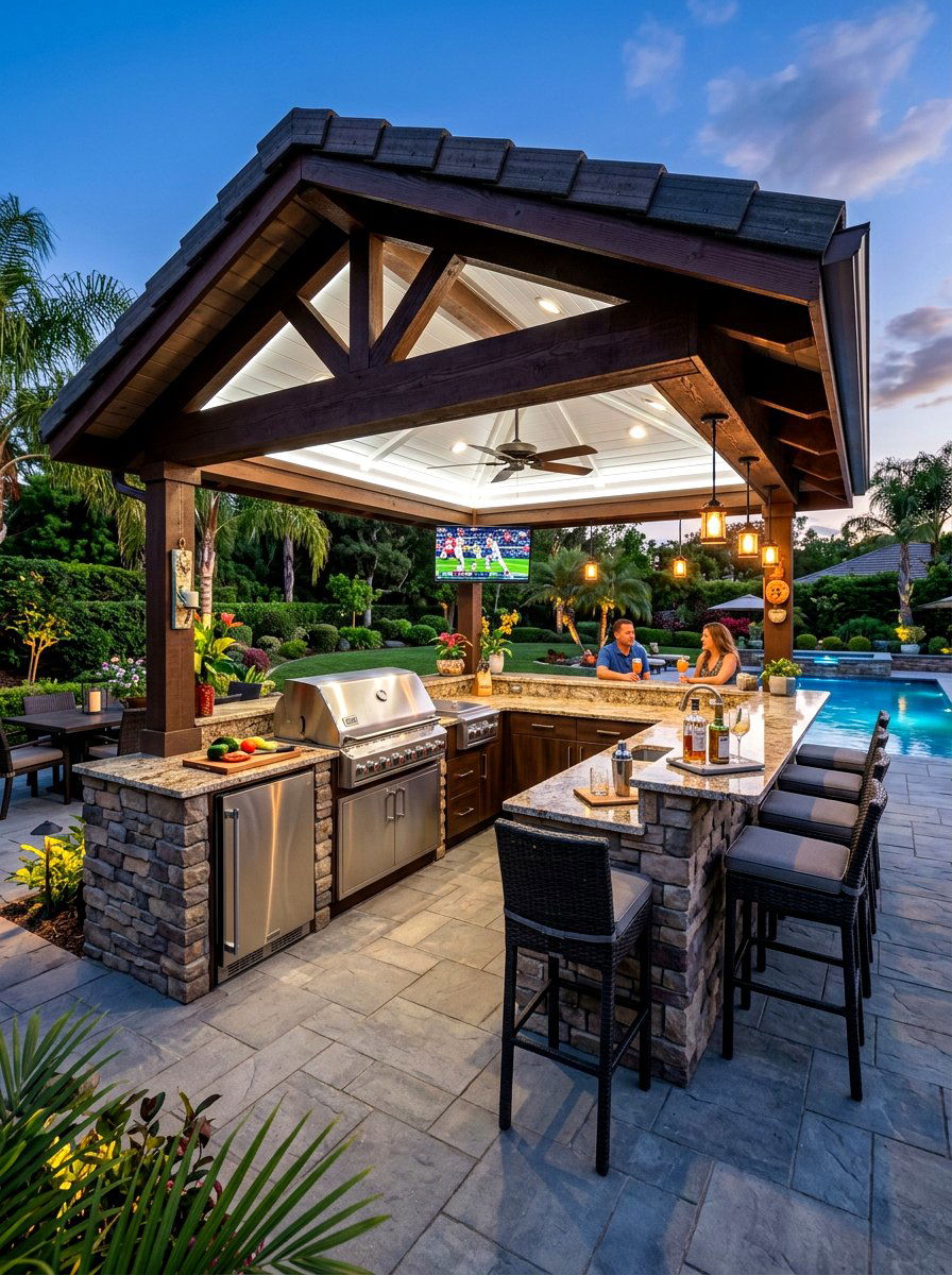 Outdoor Kitchen Cabana - 30 pool cabana patio ideas