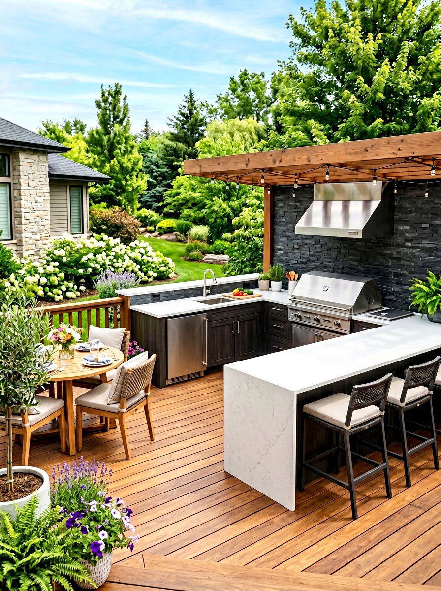 Outdoor Kitchen Deck - 30 backyard deck ideas