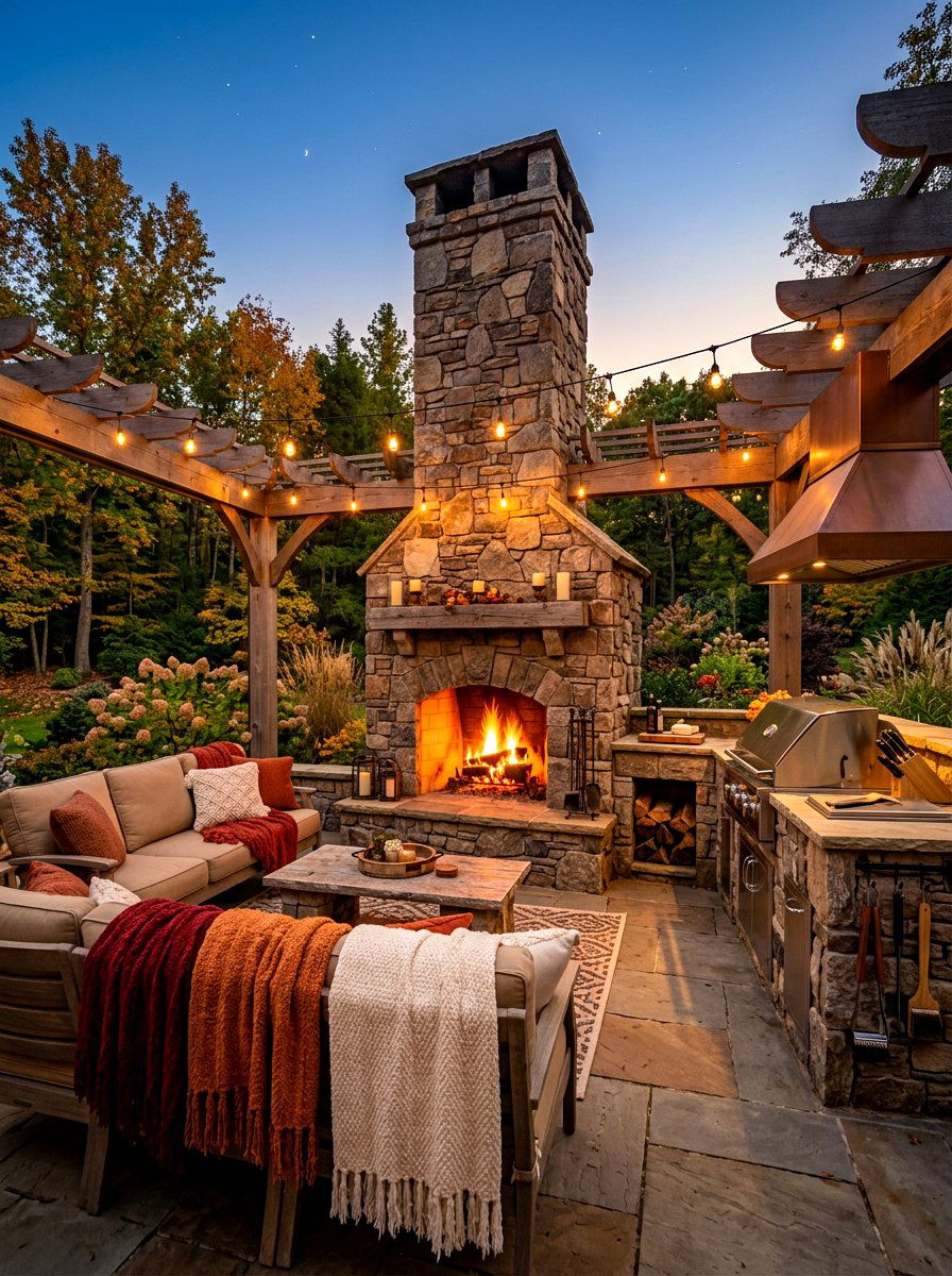 Outdoor Kitchen Fireplace - 30 outdoor kitchen lounge ideas